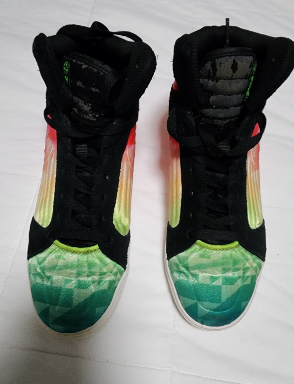 Gradient Green-To-Pink High-Top Sneakers